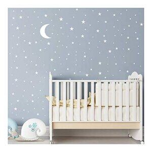 Moon and Stars Wall Decal Kids Nursery Baby Room Vinyl Sticker Bedroom Decor